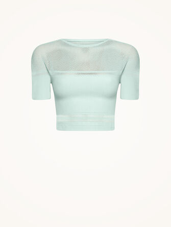 Net Lines Top Short Sleeves