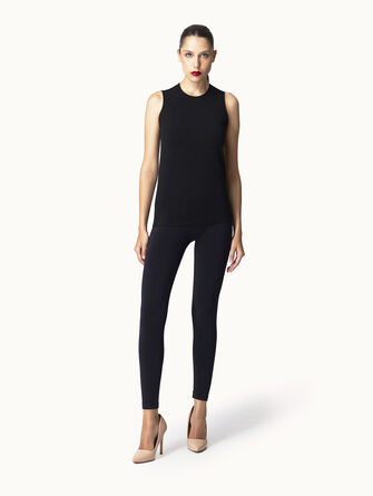 Sheer Opaque Knit Top Sleeveless