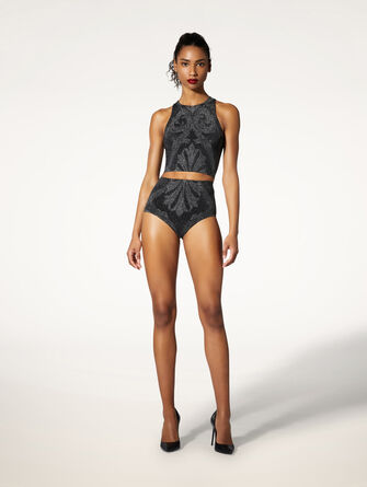 Metallic Jacquard Crop Top