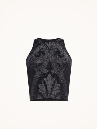 Metallic Jacquard Crop Top