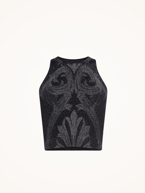 Metallic Jacquard Crop Top
