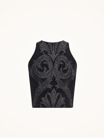 Metallic Jacquard Crop Top