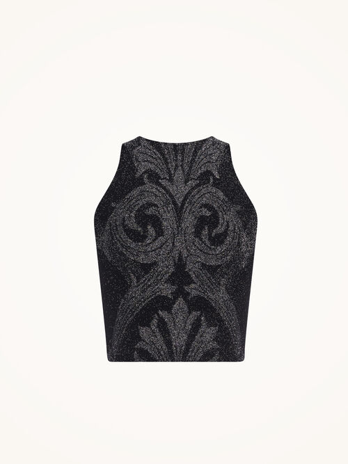 Metallic Jacquard Crop Top