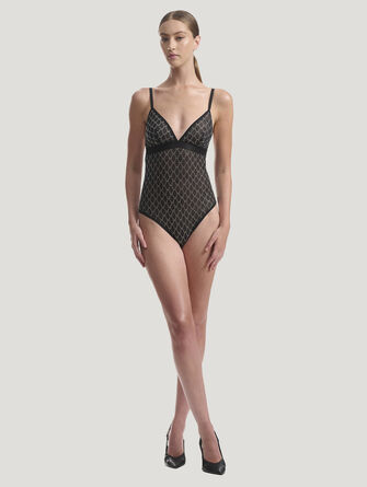 Sheer Logo Sparkle Bodysuit