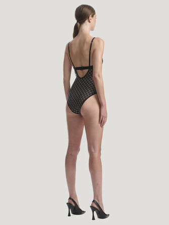 Sheer Logo Sparkle Bodysuit