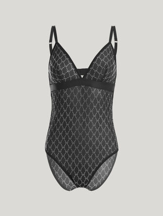 Sheer Logo Sparkle Bodysuit