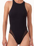 Sheer Opaque Swim Bodysuit