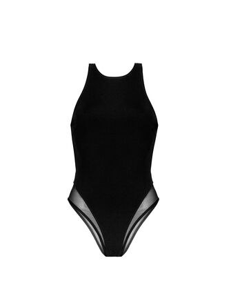 Sheer Opaque Swim Bodysuit
