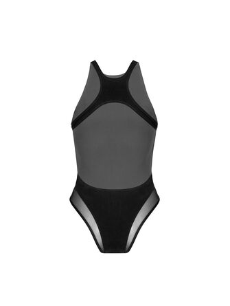 Sheer Opaque Swim Bodysuit