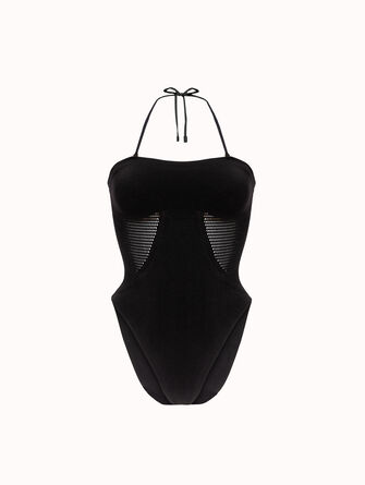 Net Ribs Swim Bodysuit