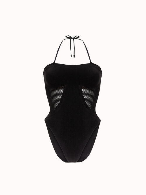 Net Ribs Swim Bodysuit