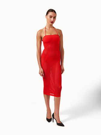 Net Ribs Swim Dress