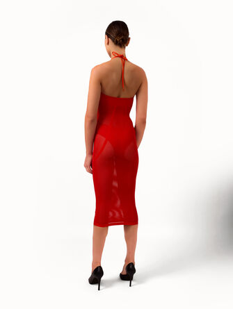 Net Ribs Swim Dress