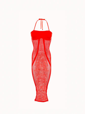 Net Ribs Swim Dress