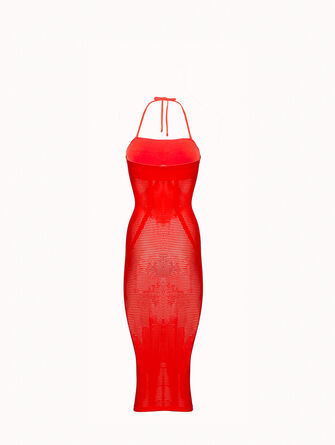 Net Ribs Swim Dress