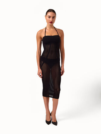 Net Ribs Swim Dress