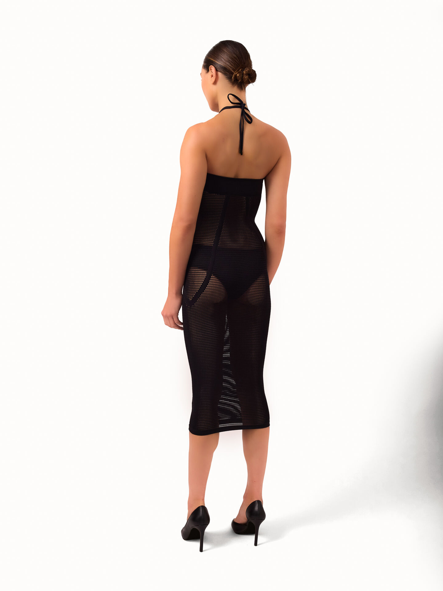 Net Ribs Swim Dress