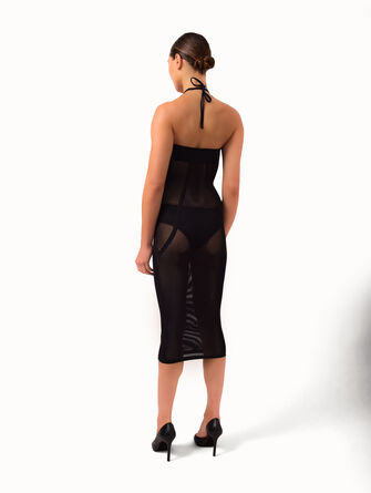 Net Ribs Swim Dress