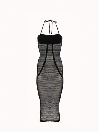 Net Ribs Swim Dress