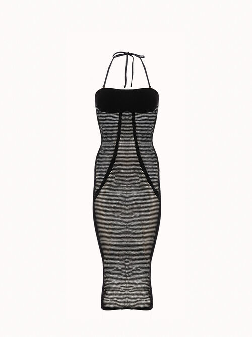 Net Ribs Swim Dress