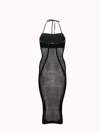 Net Ribs Swim Dress